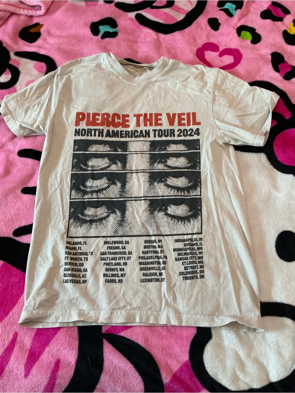 Pierce The Veil North American Tour 2024 White Graphic Tee